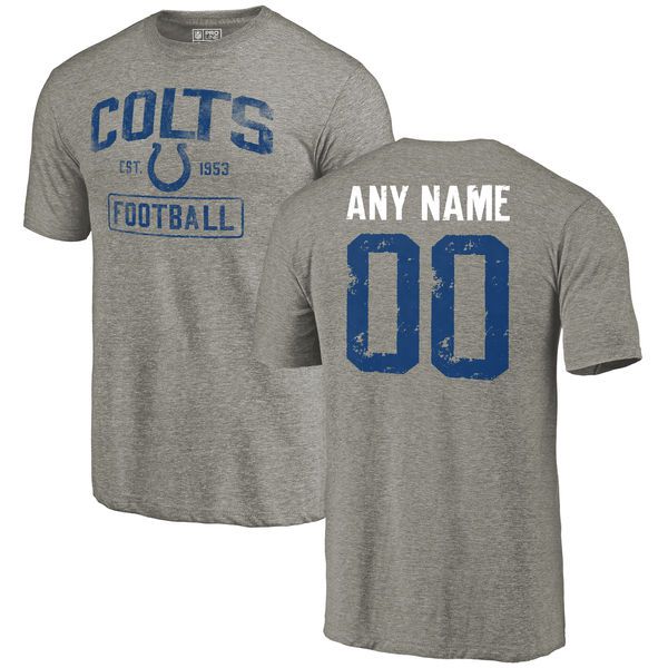 Men Indianapolis Colts Gray Distressed Custom Name and Number Tri-Blend Custom NFL T-Shirt->->Sports Accessory